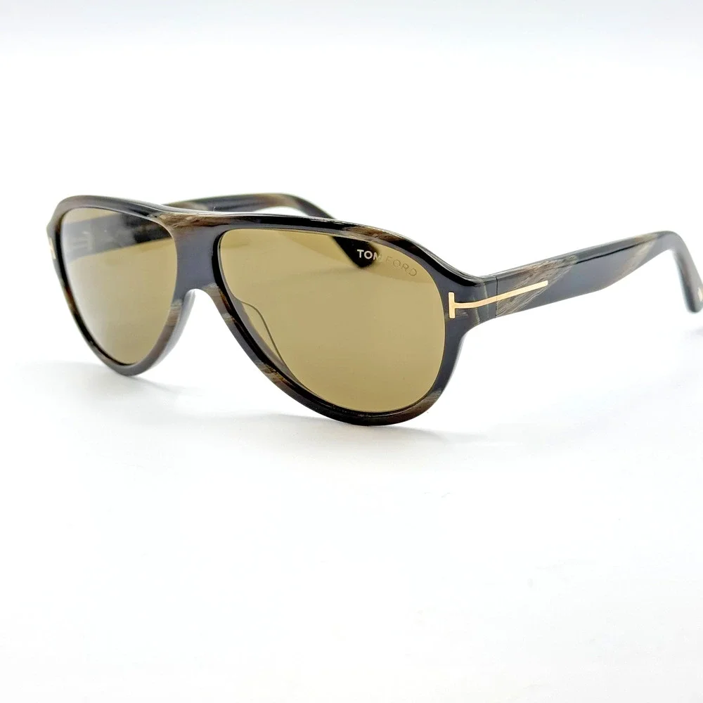 Tom Ford Sunglasses Samuele-02 TF1336 63J Black Horn Pilot Brown Lens 61mm